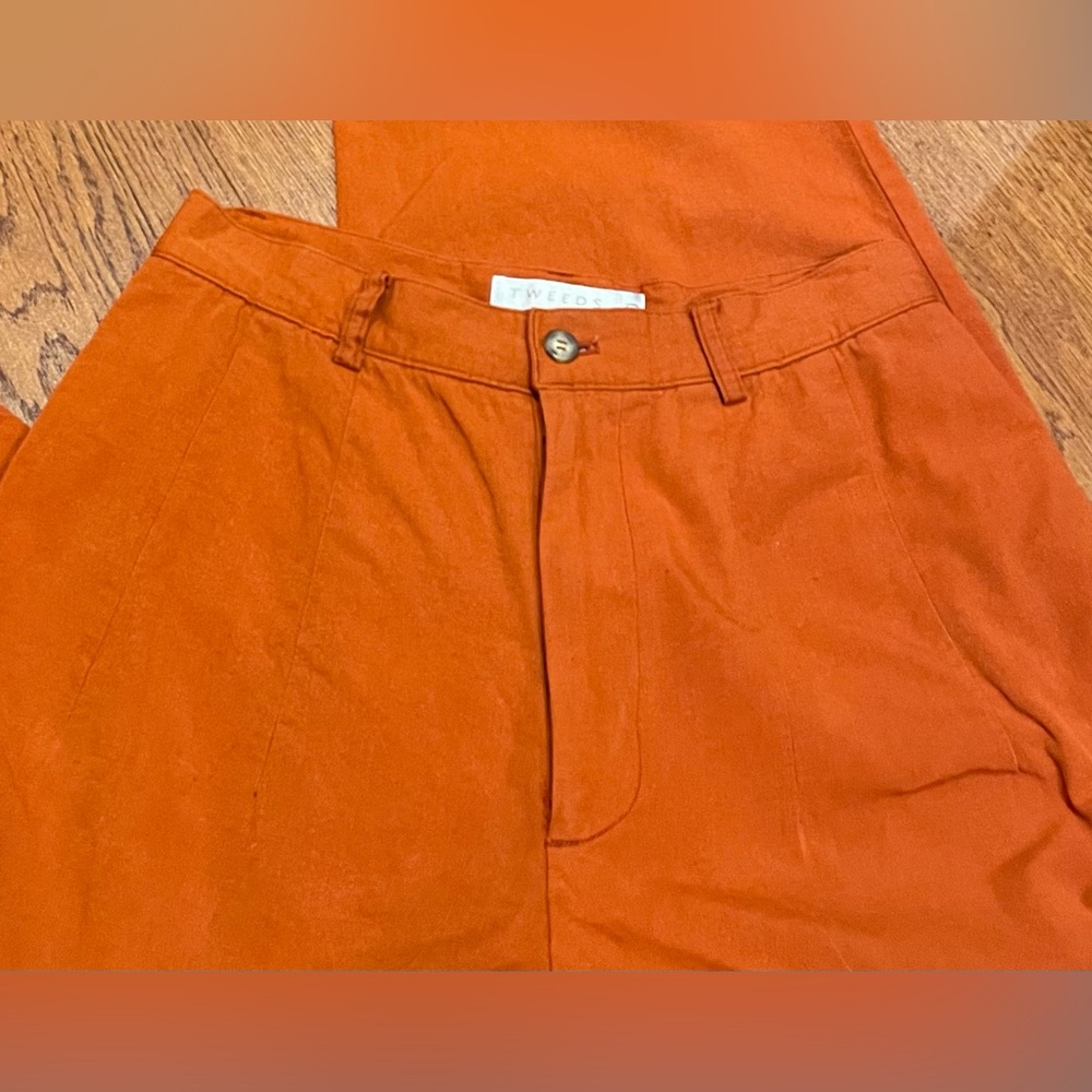 90s VTG Barrel Leg Tweeds Trousers orange size 10 - Picture 4 of 6